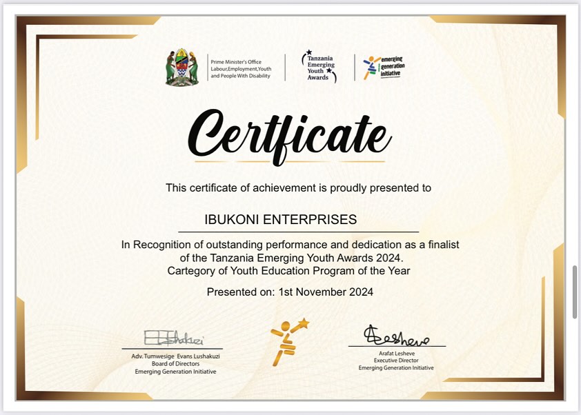 TEYA recognition certificate